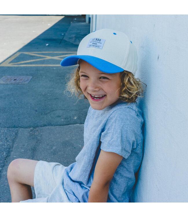 Organic Block Snapback -  Beige/Blue by Lil' Boo