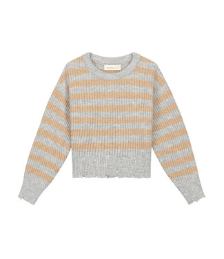 Charlie Petite JOAN  SWEATER  Beige/grey stripes  by Charlie Petite