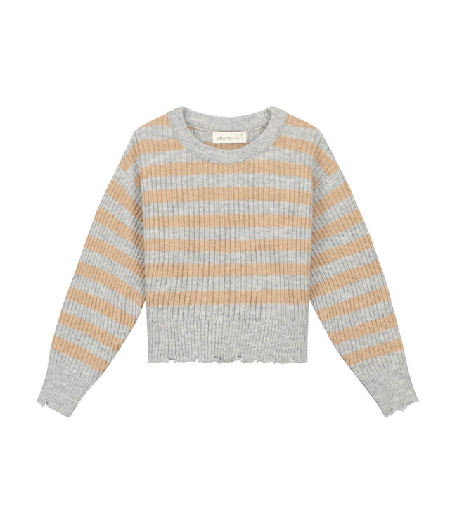 JOAN  SWEATER  Beige/grey stripes  by Charlie Petite