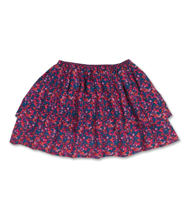 Layered Mini Skirt Blossom Plum AOP by Petit Blush