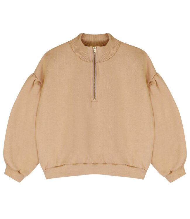 Zoe Zip Sweater Beige gold by Jacky Sue