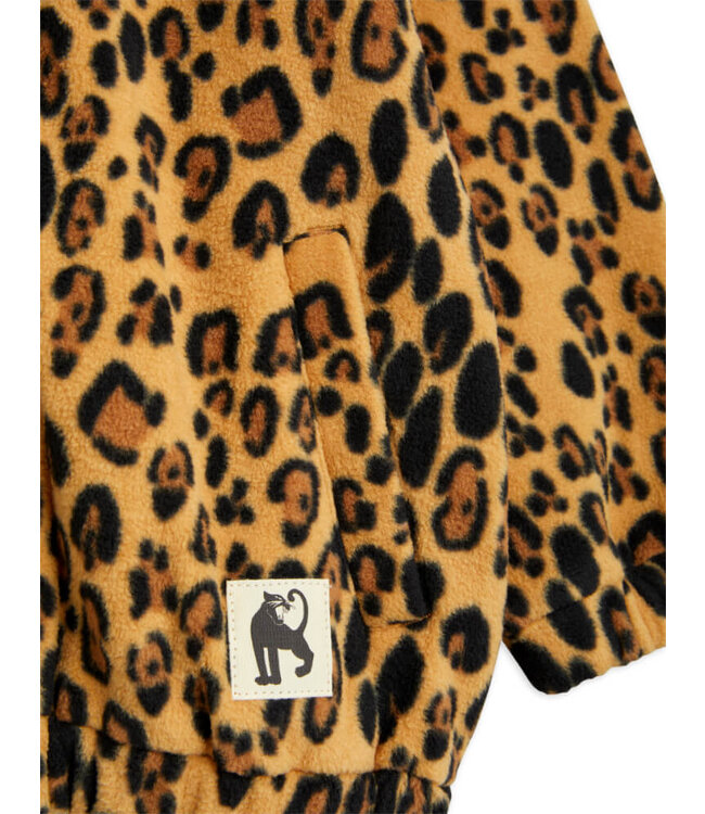 Leopard fleece jacket Beige by Mini Rodini