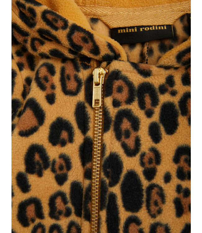 Leopard fleece jacket Beige by Mini Rodini