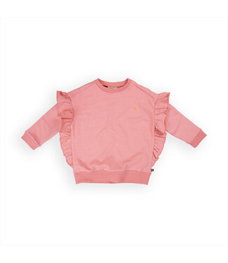 CarlijnQ Basic - girls ruffled sweater pink  by CarlijnQ