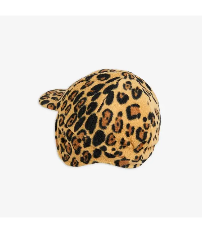 Leopard fleece cap Beige by Mini Rodini