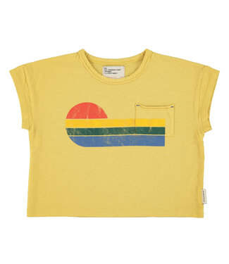 Piupiuchick t'shirt | yellow w/ multicolor wave print by Piupiuchick
