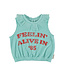 Piupiuchick Sleeveless top w/collar | blue w/ "feelin' alive" print by Piupiuchick