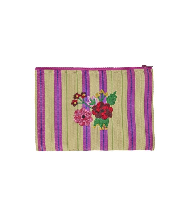 Klein Gerecycled plastic Tas  Flower Bouquet Embroidery by Rice