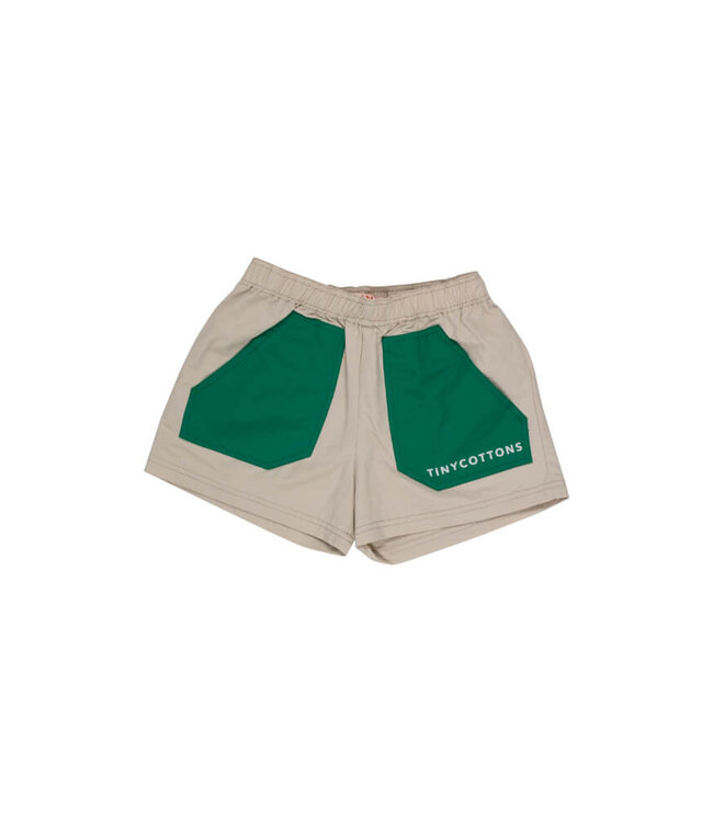 COLOR BLOCK SHORT dark vanilla/dark emerald   by Tiny cottons
