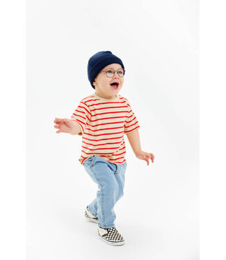 The New TNSTNat Uni OS S_S Tee Poppy Red Striped by The New