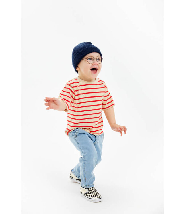 TNSTNat Uni OS S_S Tee Poppy Red Striped by The New