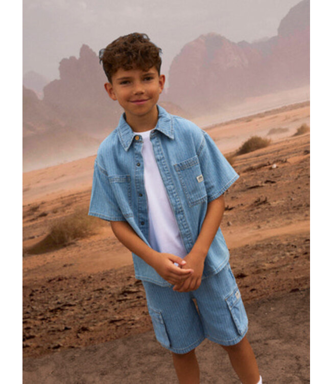 NKMRYAN CARGO DNM L SHORTS 3950-KY Light Blue Denim STRIPES Name it