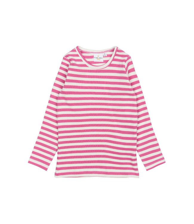 TNSTFro L_S Rib Tee Ibis Rose Striped by The New
