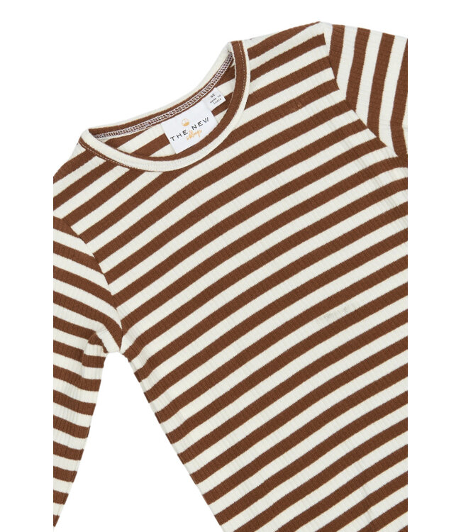 TNSBFro L_S Rib Tee Toffee Striped by The New