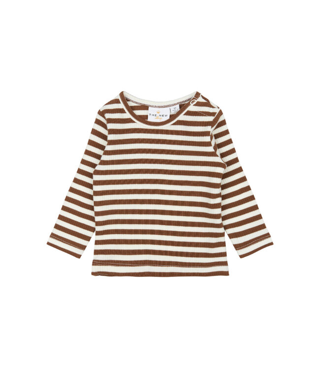 TNSBFro L_S Rib Tee Toffee Striped by The New