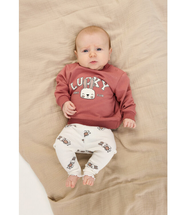 TNSBPippa Rib Leggings Cloud Dancer AOP by The New