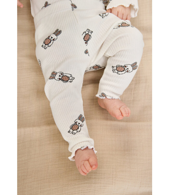 TNSBPippa Rib Leggings Cloud Dancer AOP by The New