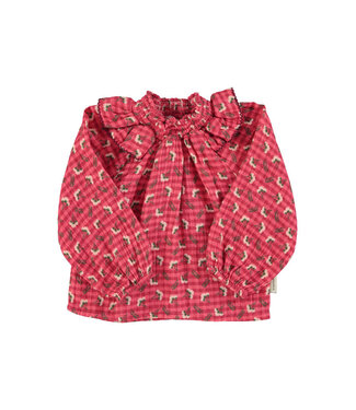 Piupiuchick Blouse | Pink checkered w/ flowers  by Piupiuchick