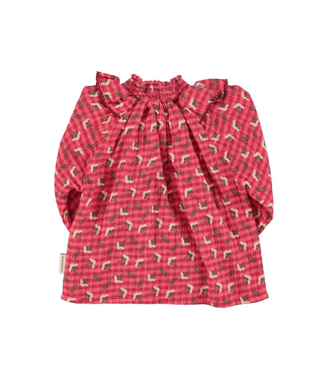 Blouse | Pink checkered w/ flowers  by Piupiuchick