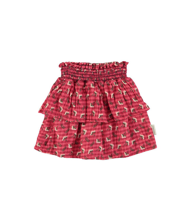 Short skirt | Pink checkered w/ flowers  by Piupiuchick