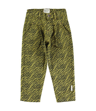 Piupiuchick Mom fit trousers | Olive green w/ zebra print  by Piupiuchick