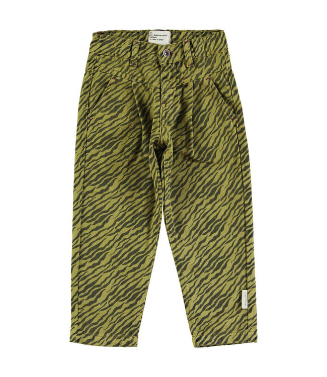 Mom fit trousers | Olive green w/ zebra print  by Piupiuchick