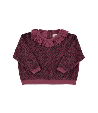 Piupiuchick Terry cotton sweatshirt | Aubergine w/ animal print  by Piupiuchick