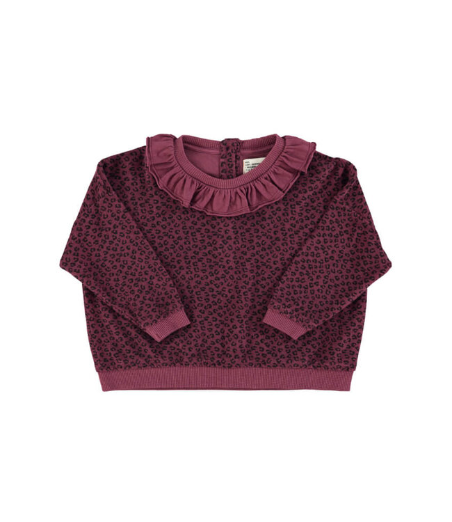 Terry cotton sweatshirt | Aubergine w/ animal print  by Piupiuchick