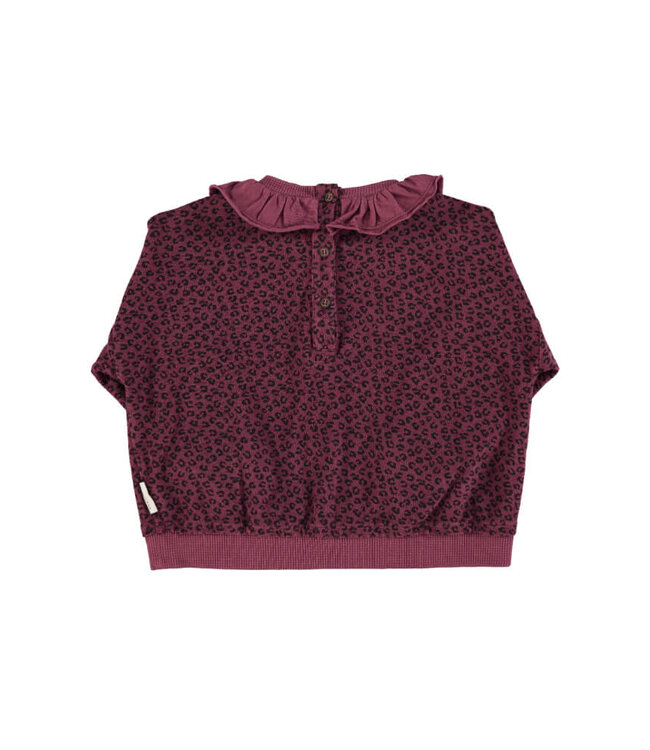 Terry cotton sweatshirt | Aubergine w/ animal print  by Piupiuchick