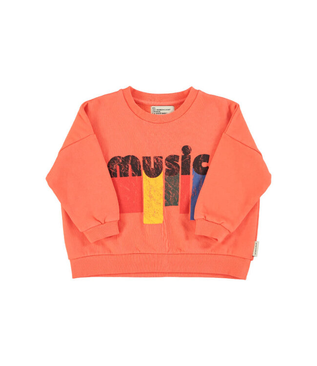 Sweatshirt | Orange w/ "music" print  by Piupiuchick