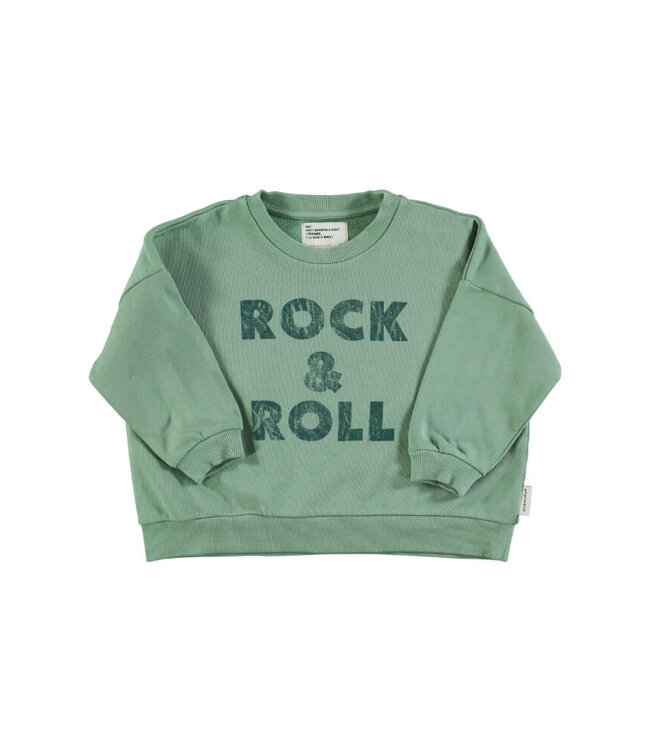 Sweatshirt | Green w/ "rock & roll" print  by Piupiuchick