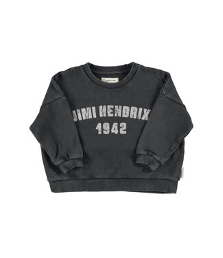 Piupiuchick Sweatshirt |Faded black w/ "Jimi Hendrix" print  by Piupiuchick