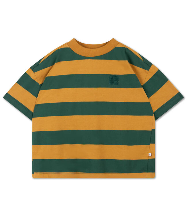 boxy tee shirt gold country green block stripe by Repose ams