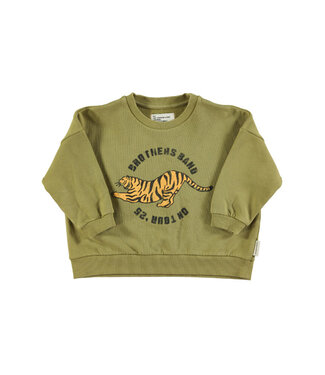 Piupiuchick Sweatshirt | Olive green w/ tiger print  by Piupiuchick