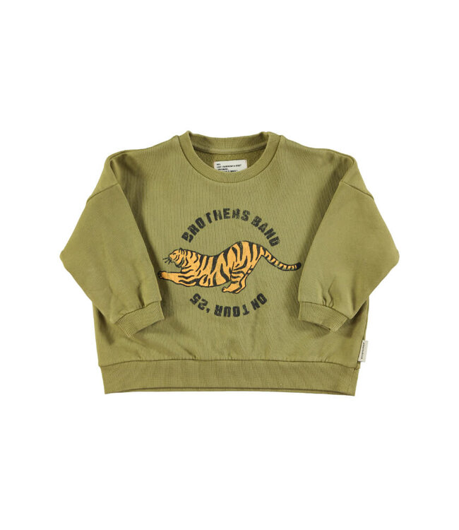 Sweatshirt | Olive green w/ tiger print  by Piupiuchick
