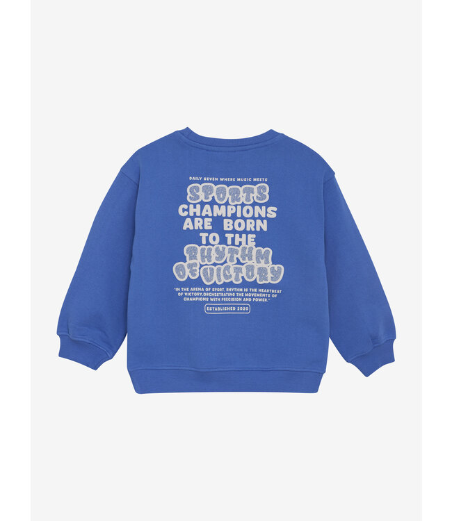 Oversized Sweater Textprint Dusty Kobalt by Daily7