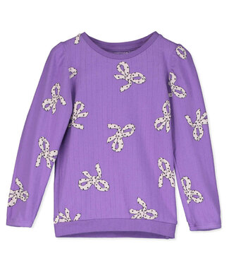 Lötiekids TEXTURED TSHIRT LILAC  BOWS ALL OVER by Lötiekids