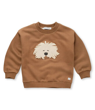 Sproet & Sprout Sweatshirt moustache dog Mocca by Sproet & Sprout Sproet & Sprout Sweatshirt moustache dog Mocca by Sproet & Sprout