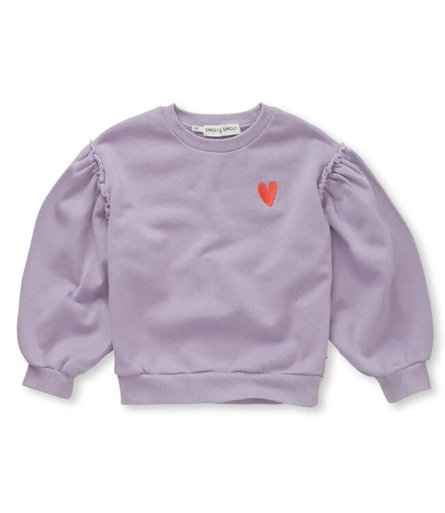 Sweatshirt puff sleeves heart Lavender by Sproet & Sprout