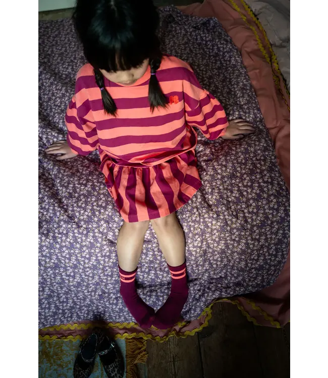 Ruffle Skirt Stripe Peach/Beaujolais by Petit Blush