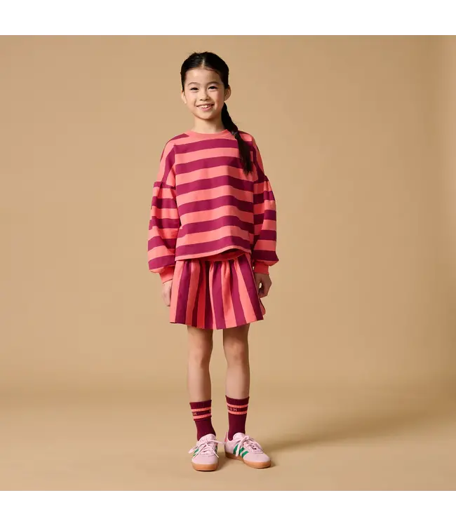 Ruffle Skirt Stripe Peach/Beaujolais by Petit Blush