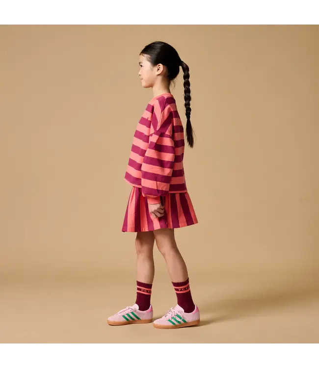 Ruffle Skirt Stripe Peach/Beaujolais by Petit Blush