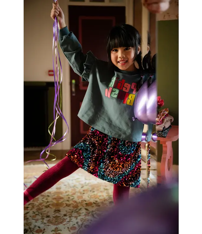 June Ruffle Sweater Stormy Weather by Petit Blush