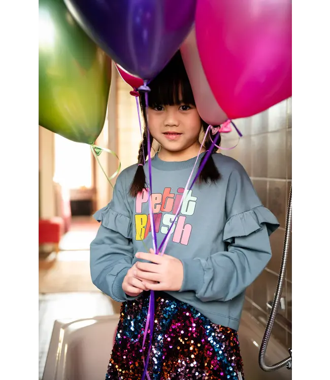 June Ruffle Sweater Stormy Weather by Petit Blush