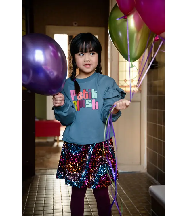 June Ruffle Sweater Stormy Weather by Petit Blush