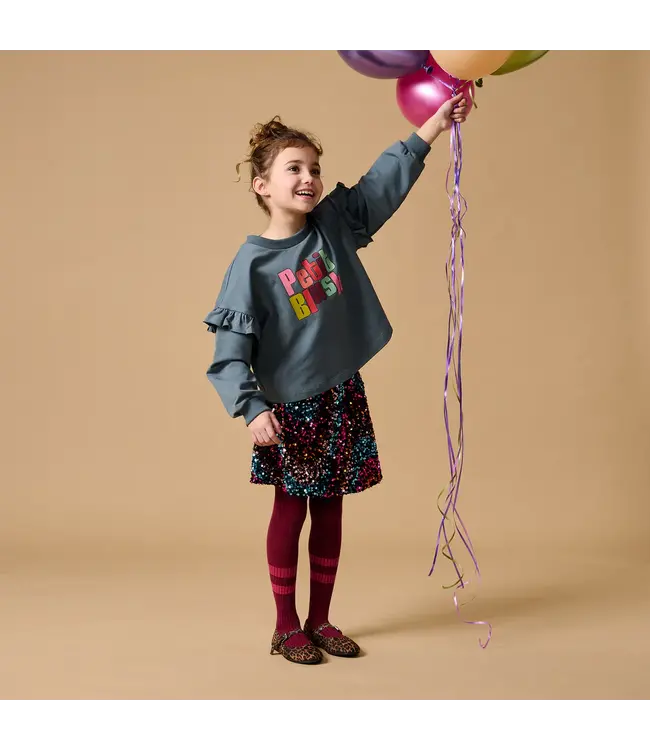 June Ruffle Sweater Stormy Weather by Petit Blush