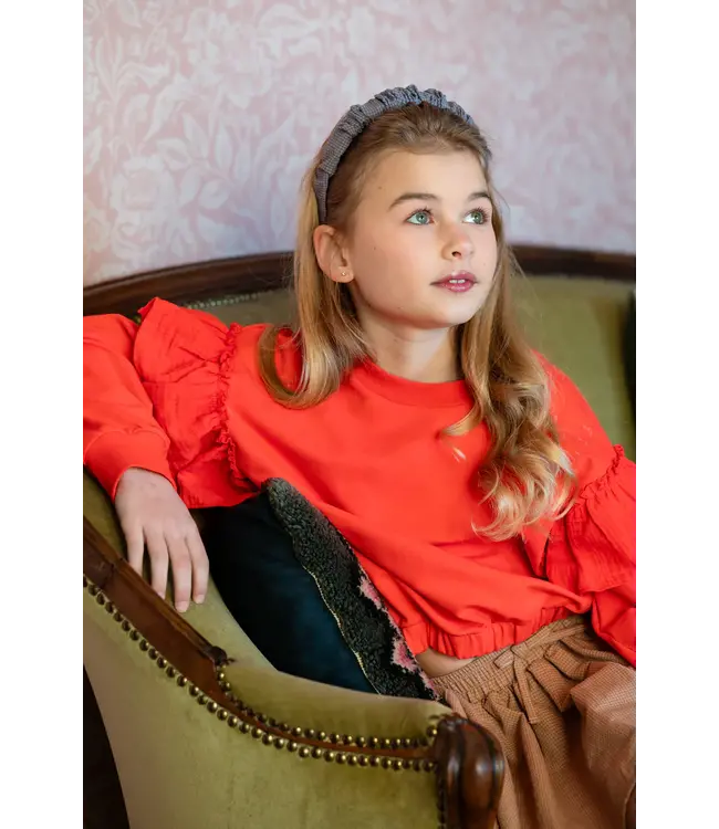 Romantic Ruffle Sweater Cayenne by Petit Blush