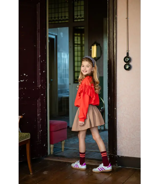 Romantic Ruffle Sweater Cayenne by Petit Blush