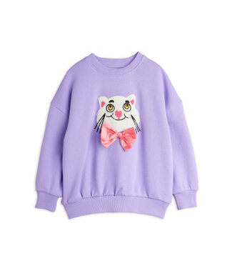 Mini Rodini Cat with bowtie chenille sweatshirt  by Mini Rodini