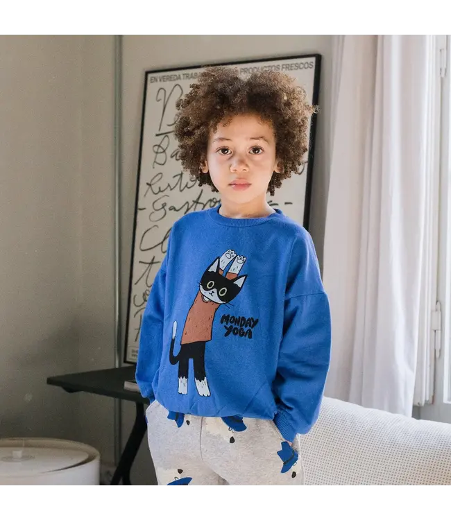 SWEATSHIRT INK BLUE MONDAY YOGA by Lötiekids